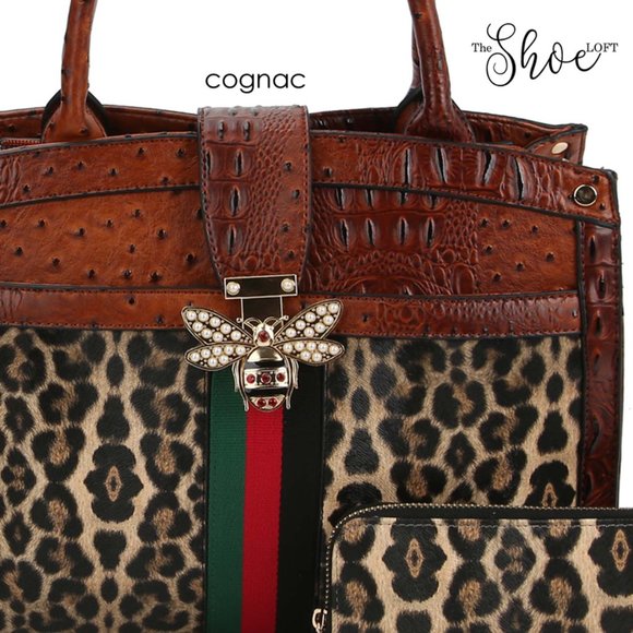 Queen Bee Stripe Leopard Satchel & Wallet Set - Picture 12 of 15